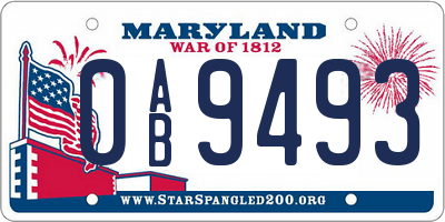 MD license plate 0AB9493