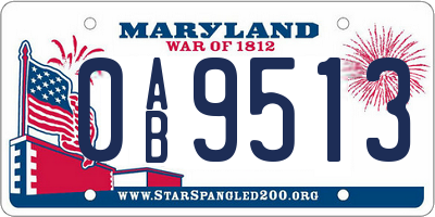 MD license plate 0AB9513