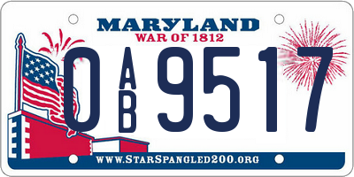 MD license plate 0AB9517