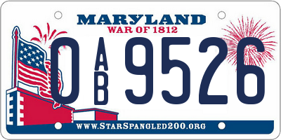 MD license plate 0AB9526