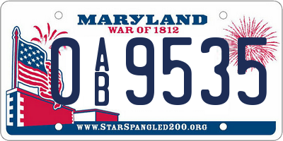 MD license plate 0AB9535