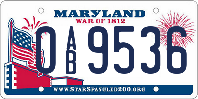 MD license plate 0AB9536