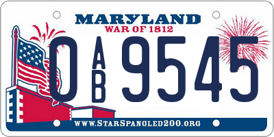 MD license plate 0AB9545