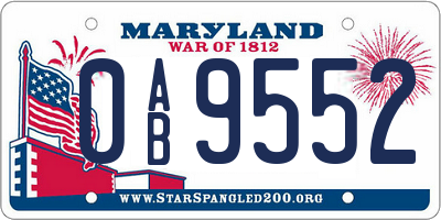 MD license plate 0AB9552
