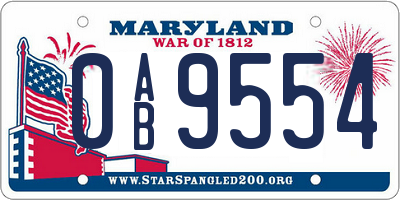 MD license plate 0AB9554