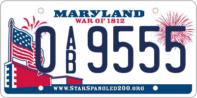 MD license plate 0AB9555
