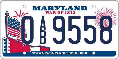 MD license plate 0AB9558
