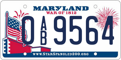 MD license plate 0AB9564