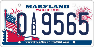 MD license plate 0AB9565