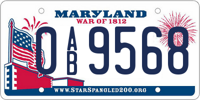 MD license plate 0AB9568
