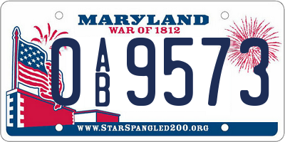 MD license plate 0AB9573