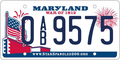 MD license plate 0AB9575