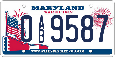 MD license plate 0AB9587