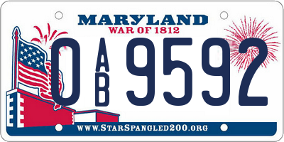 MD license plate 0AB9592