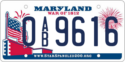 MD license plate 0AB9616