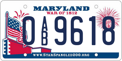 MD license plate 0AB9618