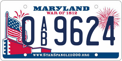MD license plate 0AB9624
