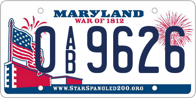 MD license plate 0AB9626