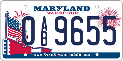 MD license plate 0AB9655