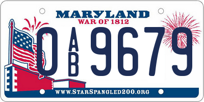 MD license plate 0AB9679