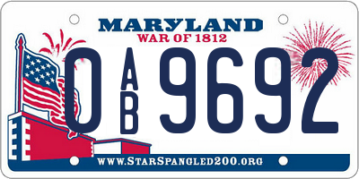 MD license plate 0AB9692