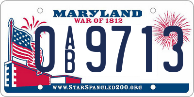 MD license plate 0AB9713