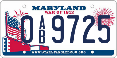 MD license plate 0AB9725