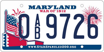 MD license plate 0AB9726