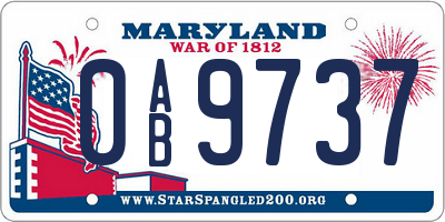 MD license plate 0AB9737