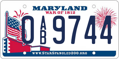 MD license plate 0AB9744