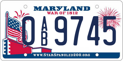 MD license plate 0AB9745