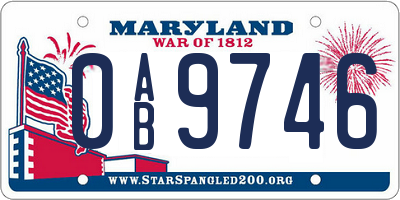 MD license plate 0AB9746