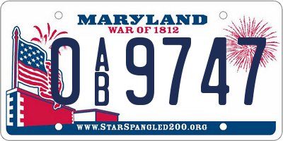 MD license plate 0AB9747