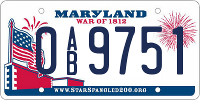 MD license plate 0AB9751