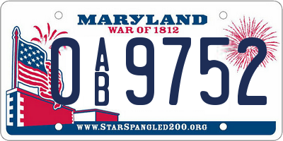 MD license plate 0AB9752