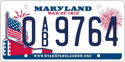 MD license plate 0AB9764