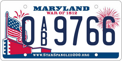 MD license plate 0AB9766