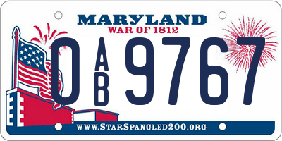 MD license plate 0AB9767