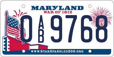MD license plate 0AB9768