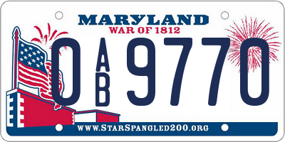 MD license plate 0AB9770