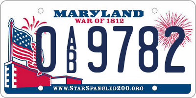 MD license plate 0AB9782