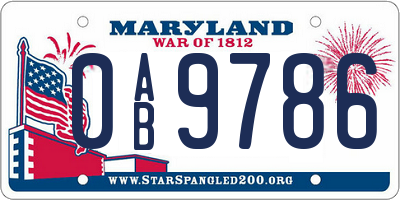MD license plate 0AB9786