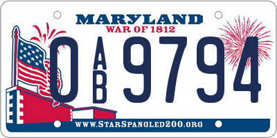 MD license plate 0AB9794