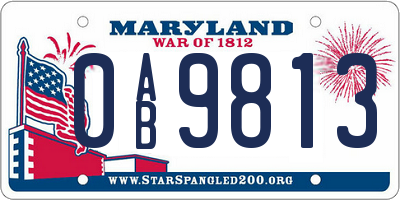 MD license plate 0AB9813