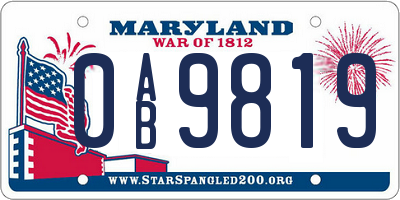 MD license plate 0AB9819