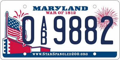 MD license plate 0AB9882