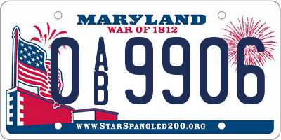 MD license plate 0AB9906