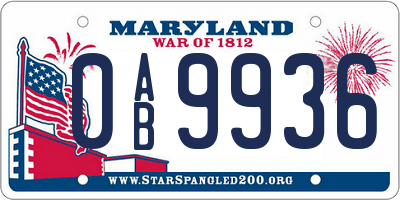 MD license plate 0AB9936