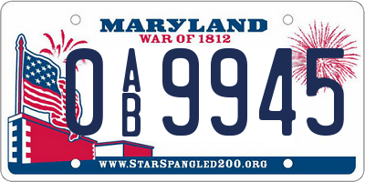 MD license plate 0AB9945