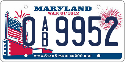 MD license plate 0AB9952